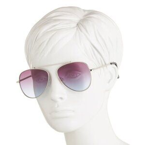 NWT Lucky Brand Callan Aviator Sunglasses Silver
